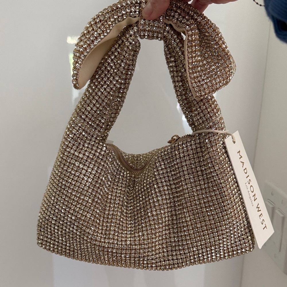 Madison West Gold Rhinestone Clutch handbag purse - Picture 4 of 4